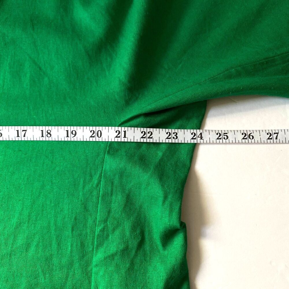 Zara Linen Blend Shirt Women M Shamrock Green 3/4 Kimono Sleeve Button Down NWOT - Picture 12 of 16